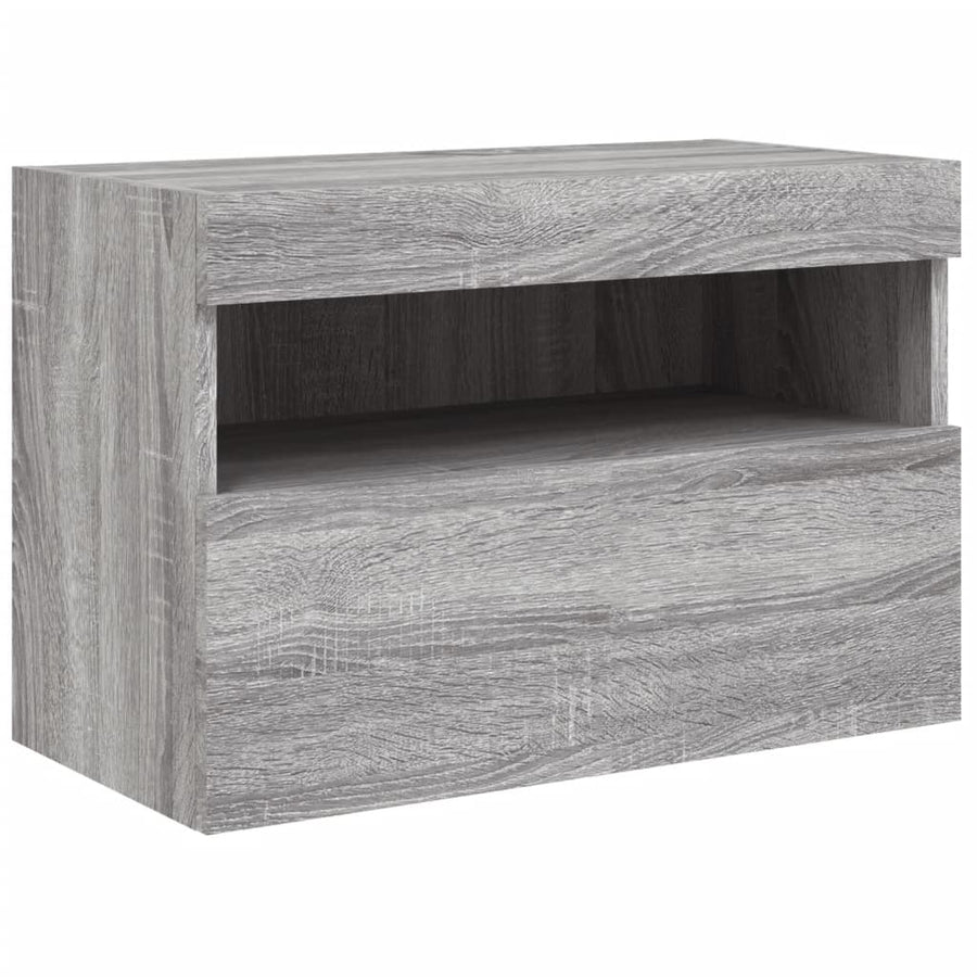 7-delige Tv-wandmeubelset met LED-verlichting grijs sonoma
