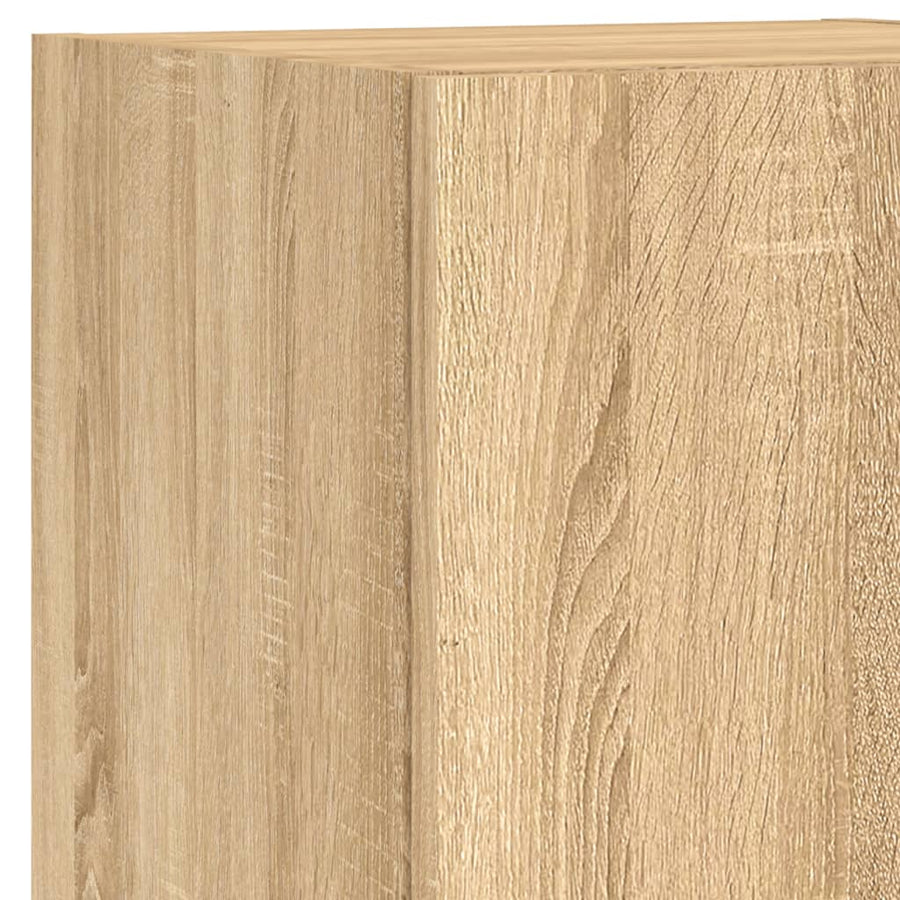 7-Delige Tv-Wandmeubelset Met Led-Verlichting Sonoma Eikenkleur