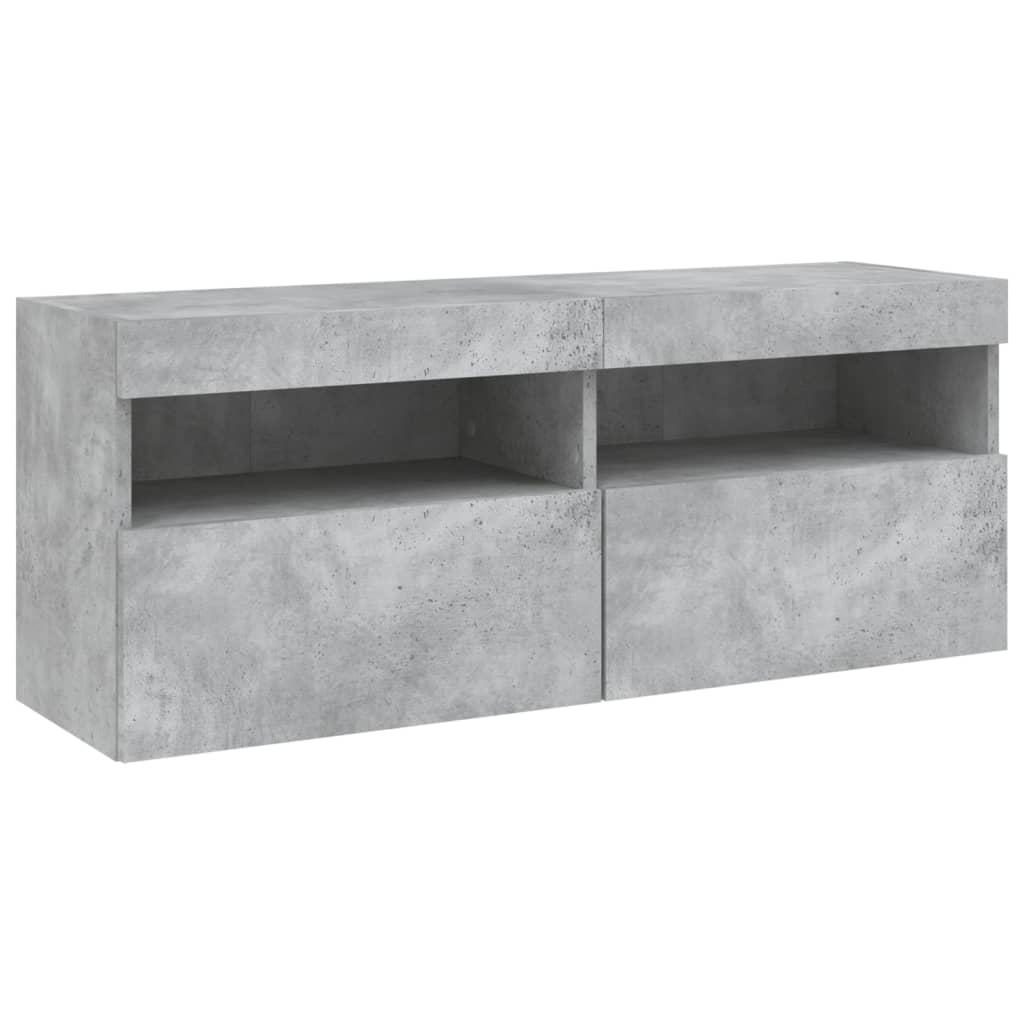 7-delige Tv-wandmeubelset met LED-verlichting betongrijs