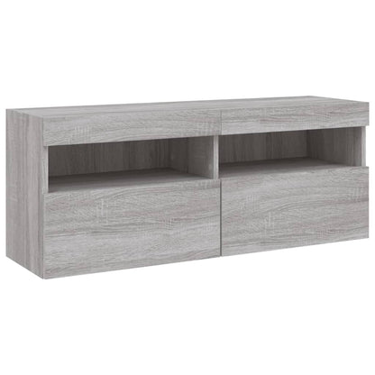 7-delige Tv-wandmeubelset met LED-verlichting grijs sonoma
