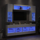 6-Piece TV Wall Unit Set with LED Lighting White