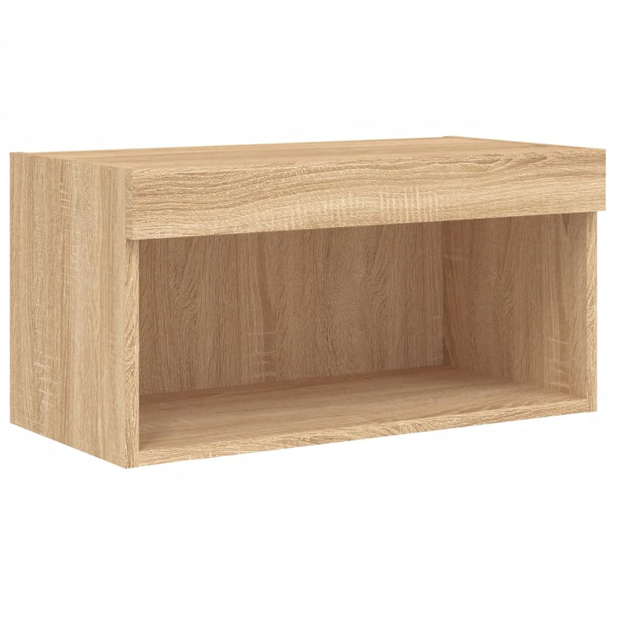 6-delige Tv-wandmeubelset met LED-verlichting sonoma eikenkleur