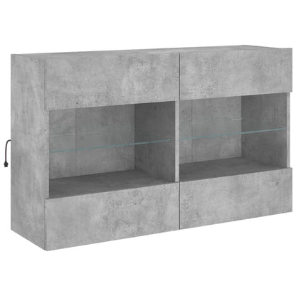 6-delige Tv-wandmeubelset met LED-verlichting betongrijs