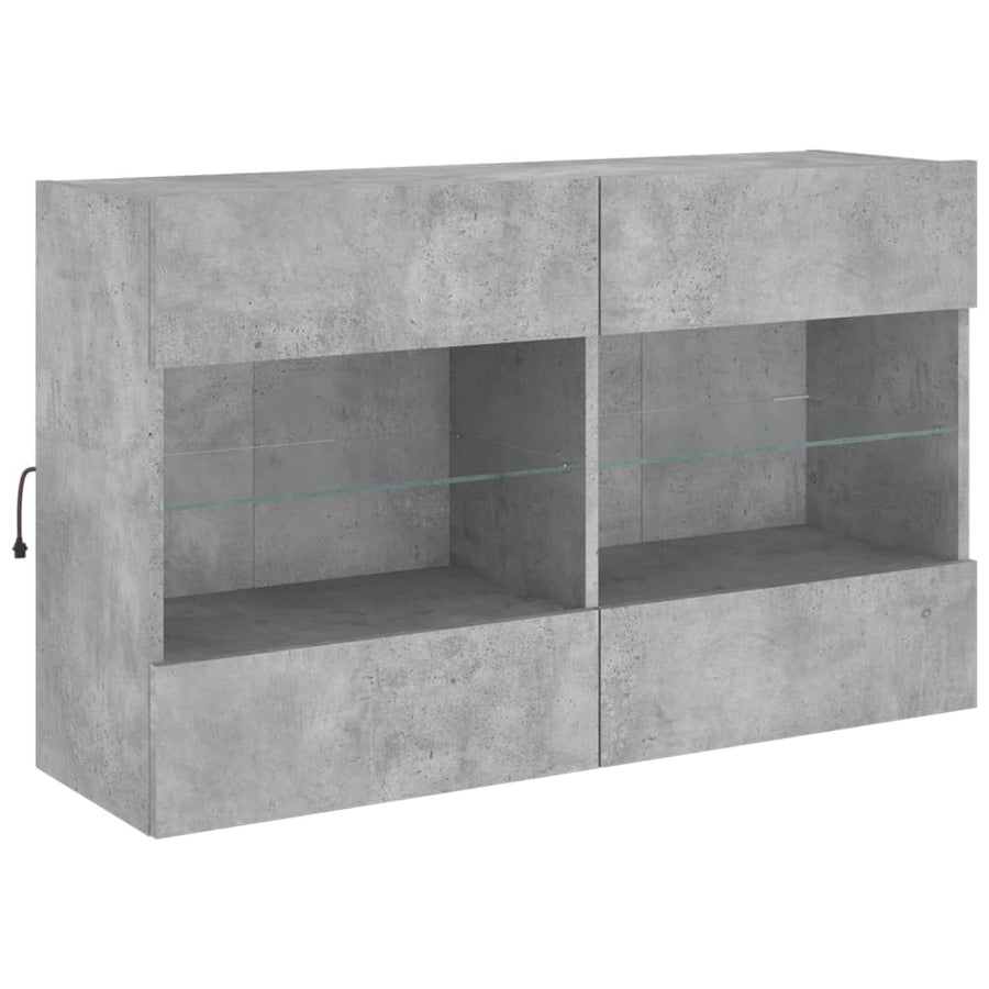 6-delige Tv-wandmeubelset met LED-verlichting betongrijs