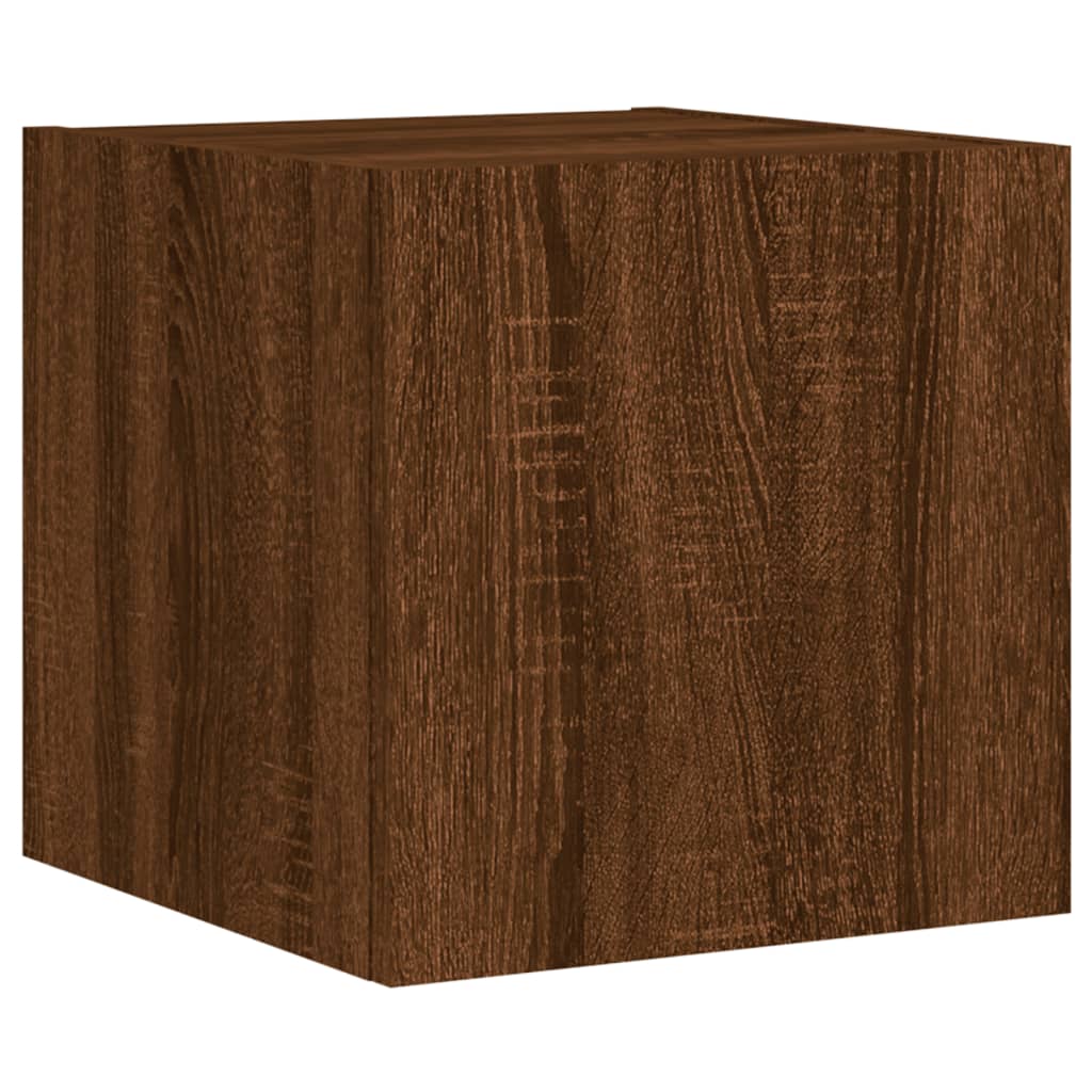 6-Delige Tv-Wandmeubelset Met Led Bewerkt Hout Bruineikenkleur bruin eikenkleur