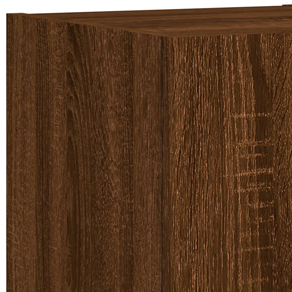 6-Delige Tv-Wandmeubelset Met Led Bewerkt Hout Bruineikenkleur bruin eikenkleur