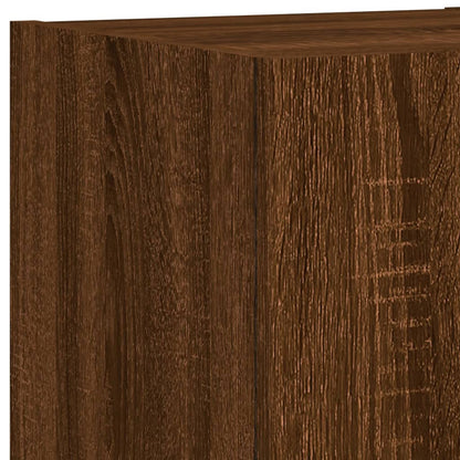 6-Delige Tv-Wandmeubelset Met Led Bewerkt Hout Bruineikenkleur bruin eikenkleur