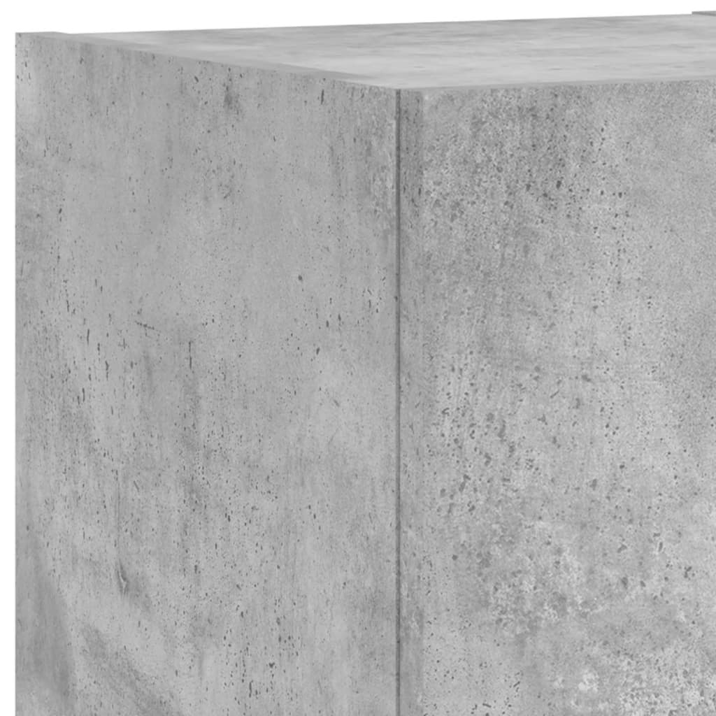 4-Delige Tv-Wandmeubelset Met Led Bewerkt Hout Betongrijs