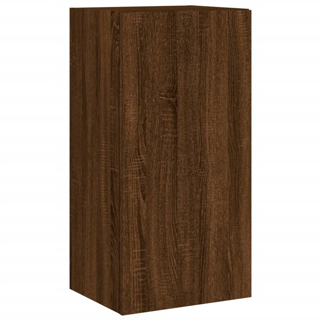 4-Delige Tv-Wandmeubelset Met Led Bewerkt Hout Bruineikenkleur bruin eikenkleur