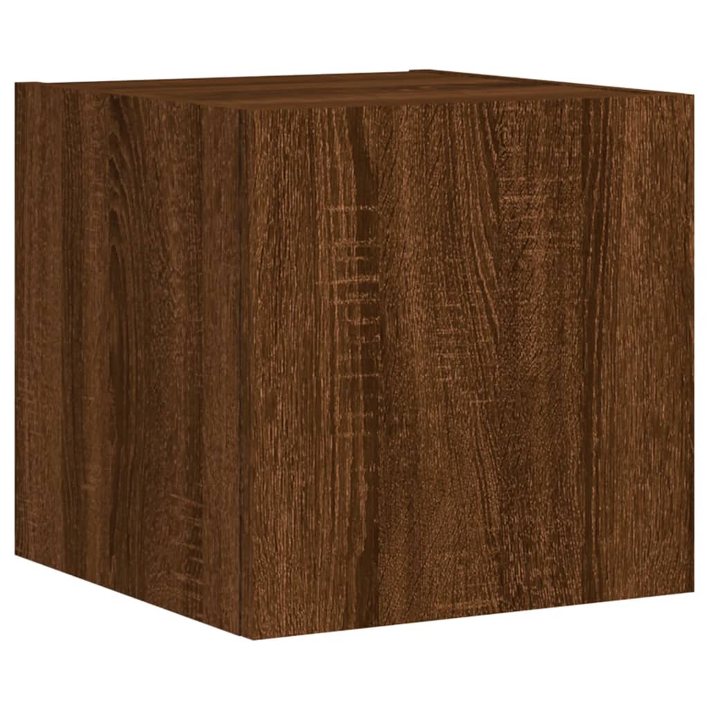4-Delige Tv-Wandmeubelset Met Led Bewerkt Hout Bruineikenkleur bruin eikenkleur