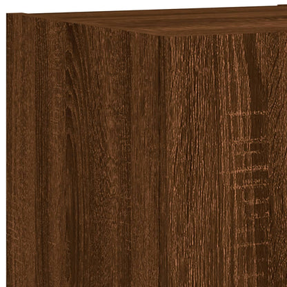 4-Delige Tv-Wandmeubelset Met Led Bewerkt Hout Bruineikenkleur bruin eikenkleur