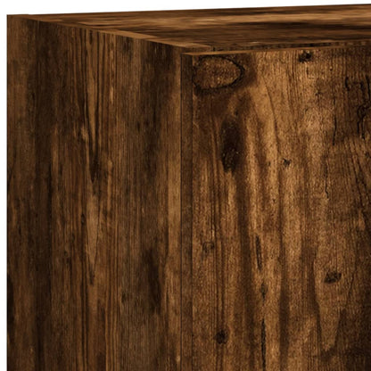 5-Delige Tv-Wandmeubelset Met Led Bewerkt Hout Gerookt eiken