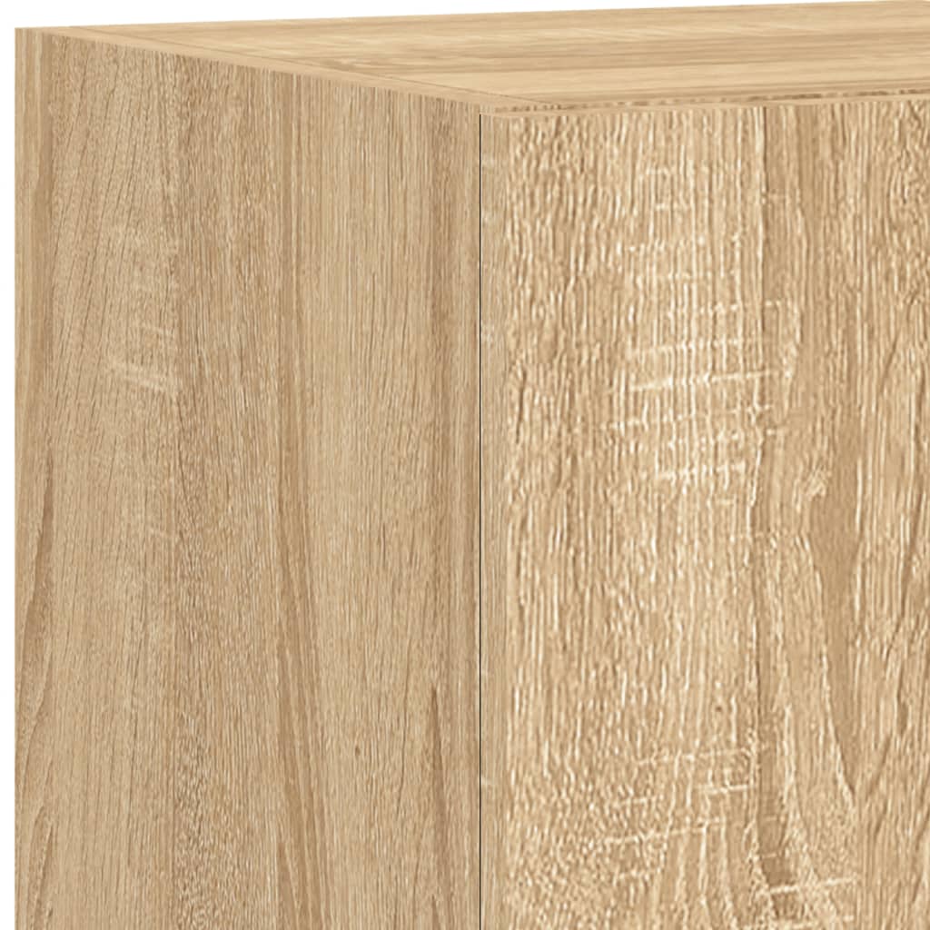 6-Delige Tv-Wandmeubelset Met Led Bewerkt Hout Sonoma eiken