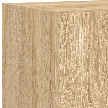 6-Delige Tv-Wandmeubelset Met Led Bewerkt Hout Sonoma eiken