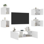 Tv-wandmeubelset 5-delig met LED wit