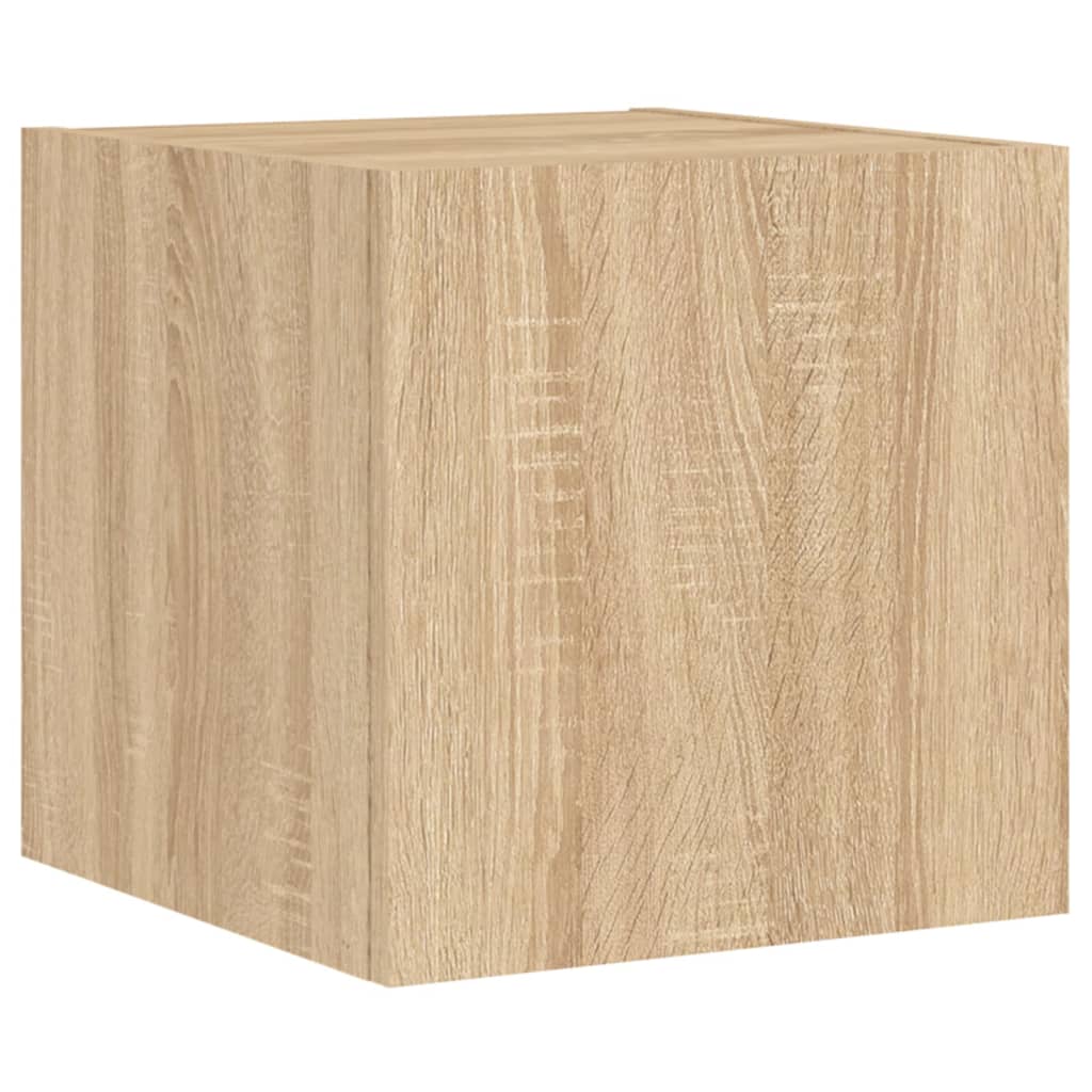 5-Delige Tv-Wandmeubelset Met Led-Verlichting Kleur Sonoma eiken