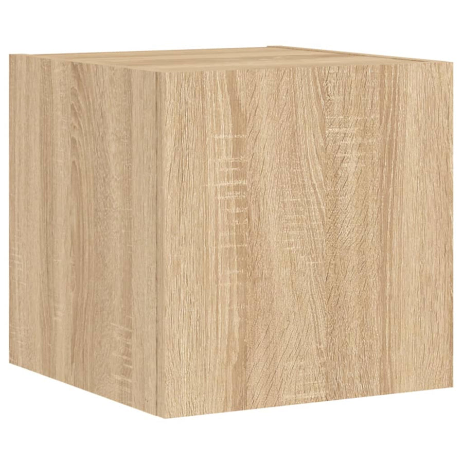 5-Delige Tv-Wandmeubelset Met Led-Verlichting Kleur Sonoma eiken