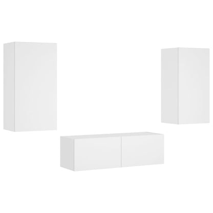 3-Delige Tv-Wandmeubelset Met Led-Verlichting Wit