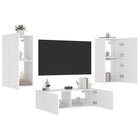 3-piece TV cabinet set with LED lighting white