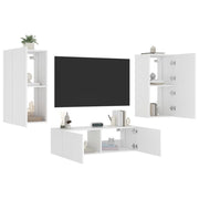Tv-wandmeubelset 3-delig wit met led