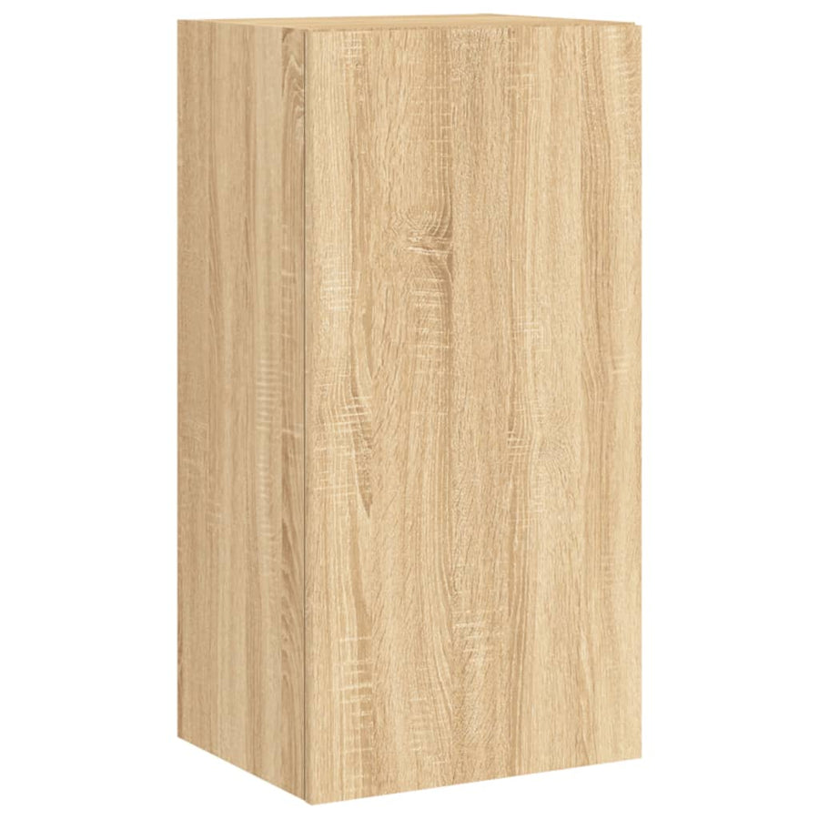 3-Delige Tv-Wandmeubelset Met Led-Verlichting Kleur Sonoma eiken