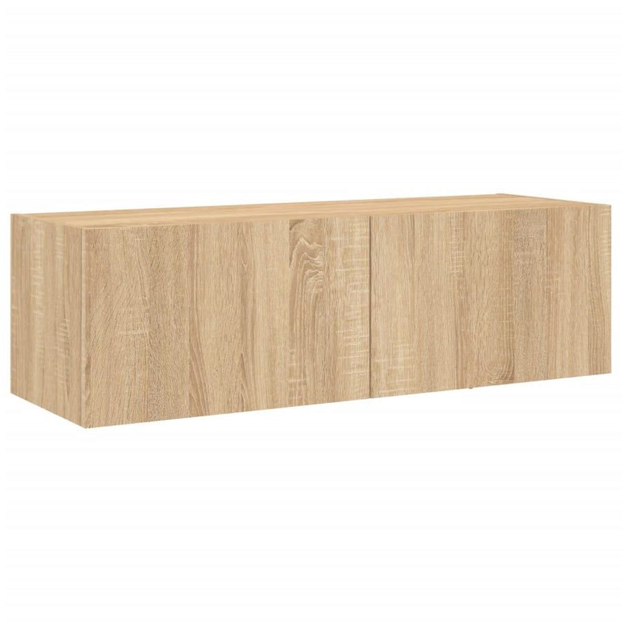 3-Delige Tv-Wandmeubelset Met Led-Verlichting Kleur Sonoma eiken