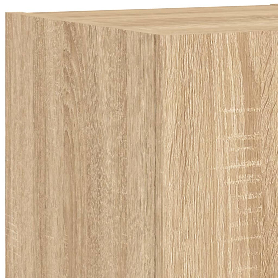 3-Delige Tv-Wandmeubelset Met Led-Verlichting Kleur Sonoma eiken