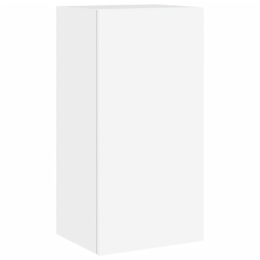 4-Delige Tv-Wandmeubelset Met Led-Verlichting Wit