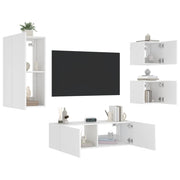 Tv-wandmeubelset 4-delig wit met LED