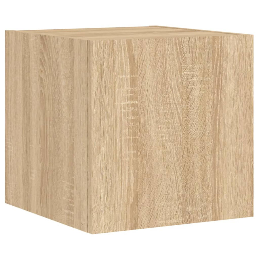 4-Delige Tv-Wandmeubelset Met Led-Verlichting Kleur Sonoma eiken