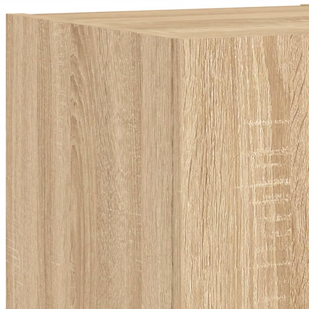 4-Delige Tv-Wandmeubelset Met Led-Verlichting Kleur Sonoma eiken