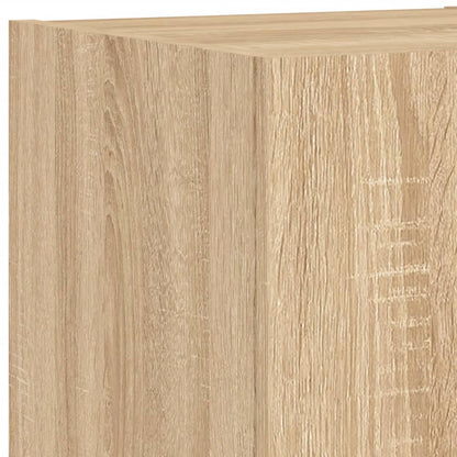 4-Delige Tv-Wandmeubelset Met Led-Verlichting Kleur Sonoma eiken