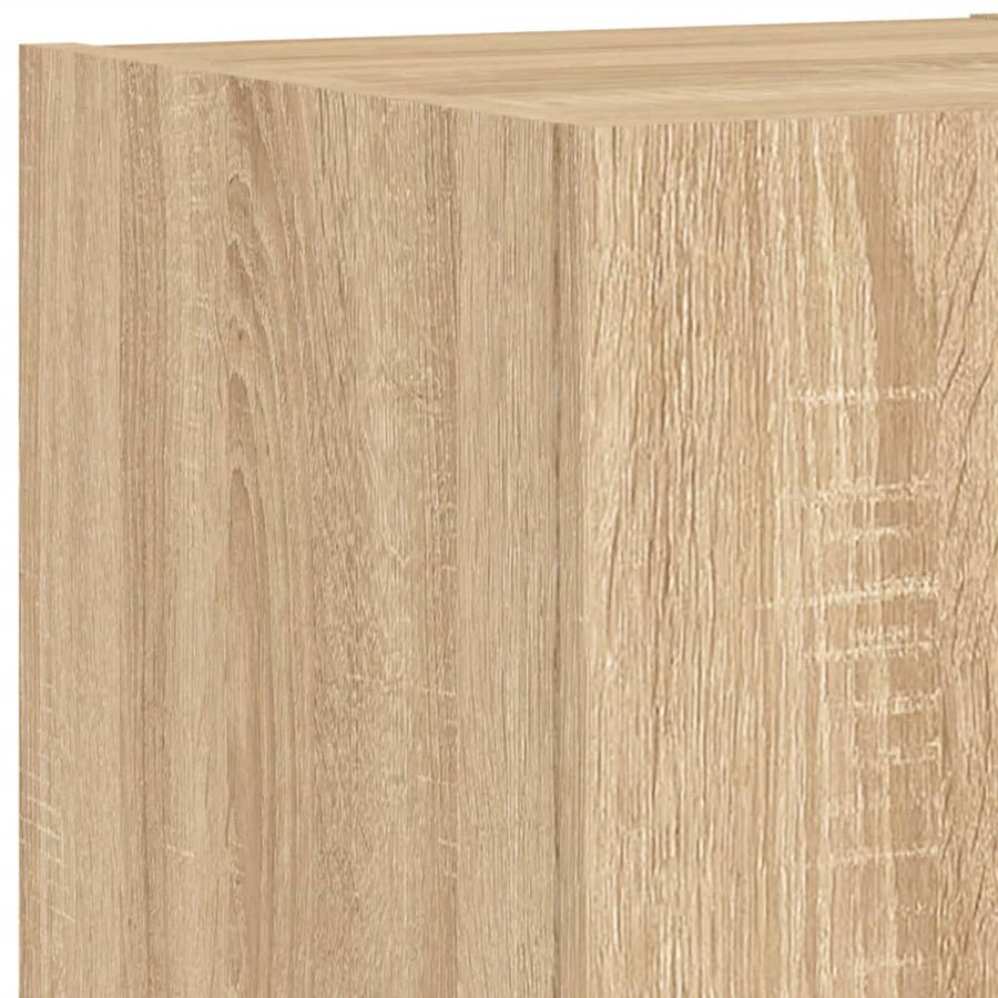 4-Delige Tv-Wandmeubelset Met Led-Verlichting Kleur Sonoma eiken