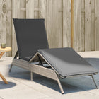 Ligbed poly rattan lichtgrijs met kussen
