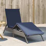 Sun Lounger with Cushion Grey Polyrattan