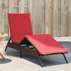 Sun Lounger with Cushion Brown Polyrattan