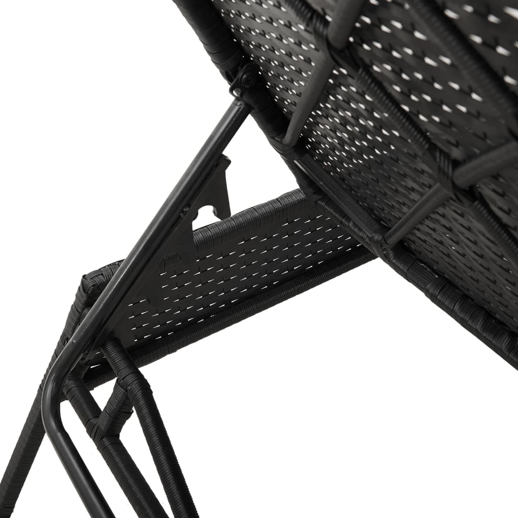 Ligbedden 2 st met tafel poly rattan zwart