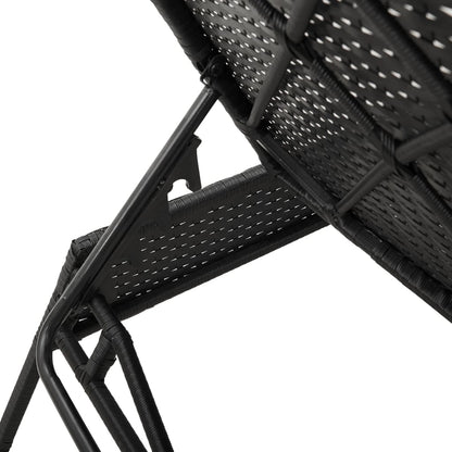 Ligbedden 2 st met tafel poly rattan zwart