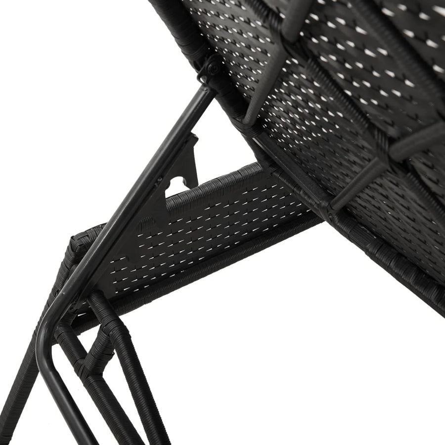 Ligbedden 2 st met tafel poly rattan zwart