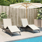 Sun loungers 2 pcs with table poly rattan brown