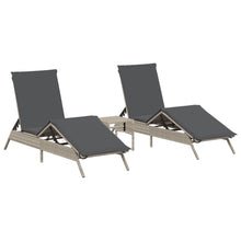 Ligbedden 2 st met tafel poly rattan lichtgrijs