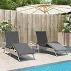 Ligbedden 2 st met tafel poly rattan lichtgrijs 170x59 cm