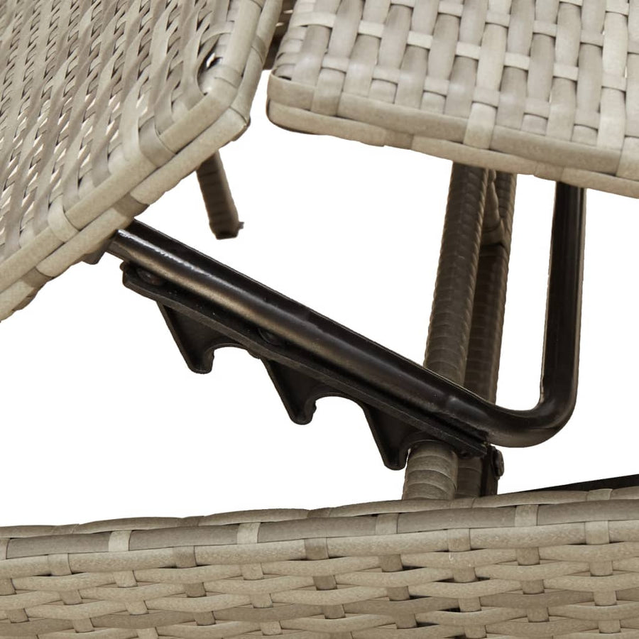 Ligbedden 2 st met tafel poly rattan grijs (alleen VS)