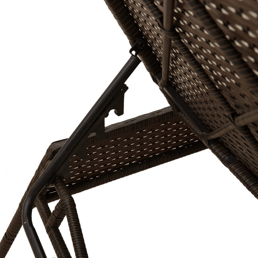 Ligstoelen 2 st met tafel poly rattan bruin (alleen VS)