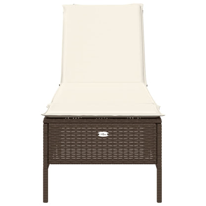 Ligbed met kussen poly rattan bruin