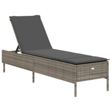 Ligbed met kussen poly rattan grijs