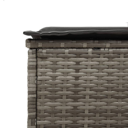 Ligbed met kussen poly rattan grijs