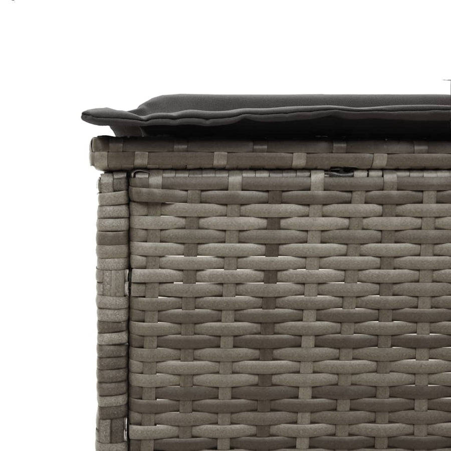 Ligbed met kussen poly rattan grijs