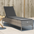 Ligbed poly rattan grijs met kussen