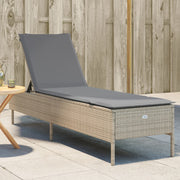 Ligbed poly rattan beige met kussen